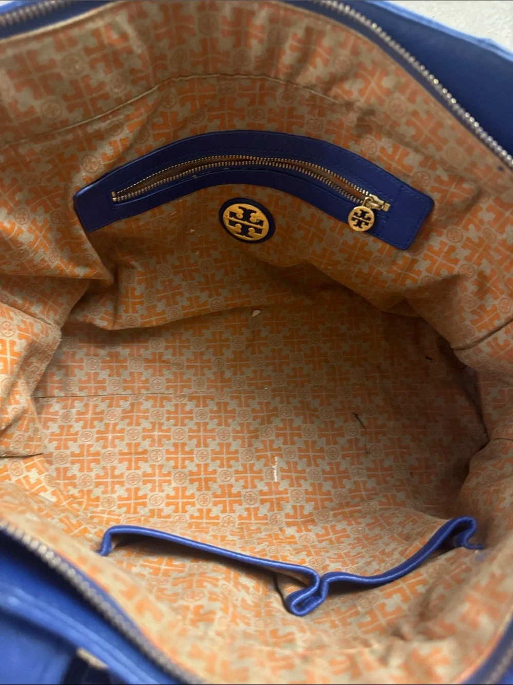 Tory Burch (2013) Royal Blue Leather Tote with Gold Hardware